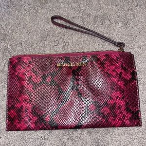 Pink and black Michael kors snake skin wristlet wallet